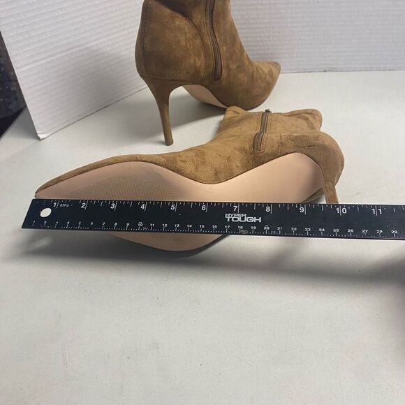JUST FAB Khloy Stretch Stiletto Booties Tan Slip On Size 9.5 New With Box - Picture 5 of 12
